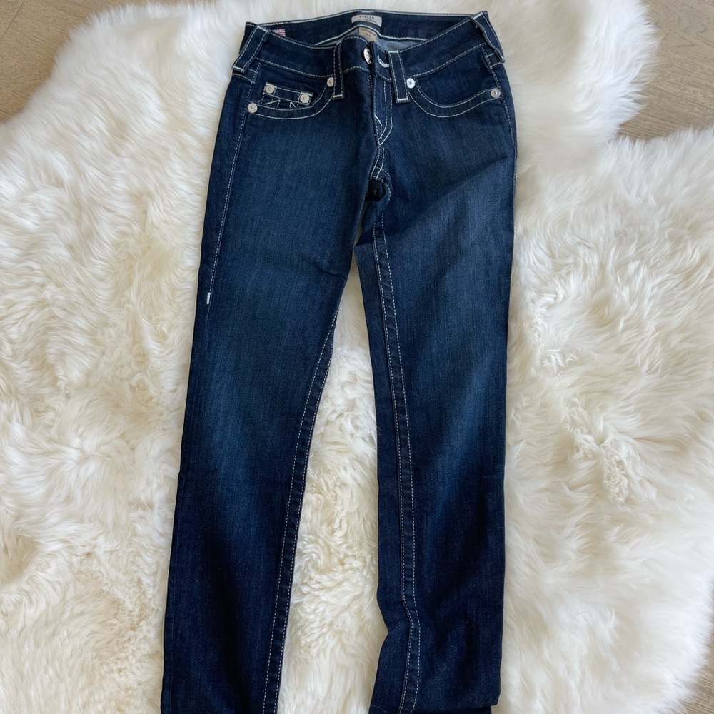 True Religion Low Rise Stella Super T Stitch Skinny Jean